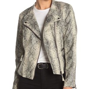BLANKNYC Snakeskin Faux Leather Moto Jacket